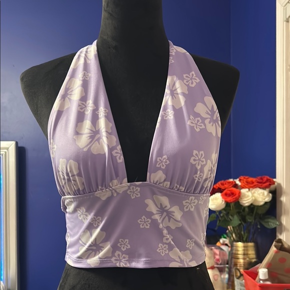 H&M Tops - H&M Purple Floral Crop Top